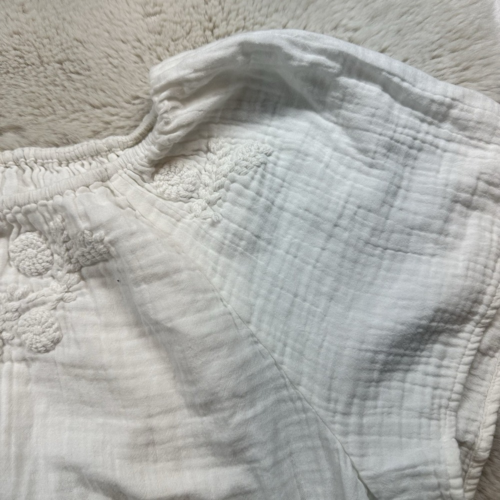 Faherty Organic Cotton Embroidered Boho Trapeze Top Oversized‎ Sz M - Picture 5 of 10